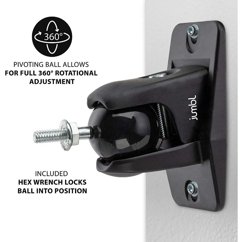 Jumbl SINSB7B ProGrip Ultra Stainless Steel Speaker Wall Mount Bracket, Pair of 2