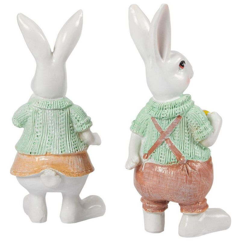 Juvale Set of 2 Easter Bunny Figurines for Rustic Home Decor, 2"