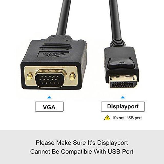 Displayport to VGA Cable 6ft, CableCreation DP to VGA Cable Gold Plated, Standard DP Male to VGA Male Cable Black Color