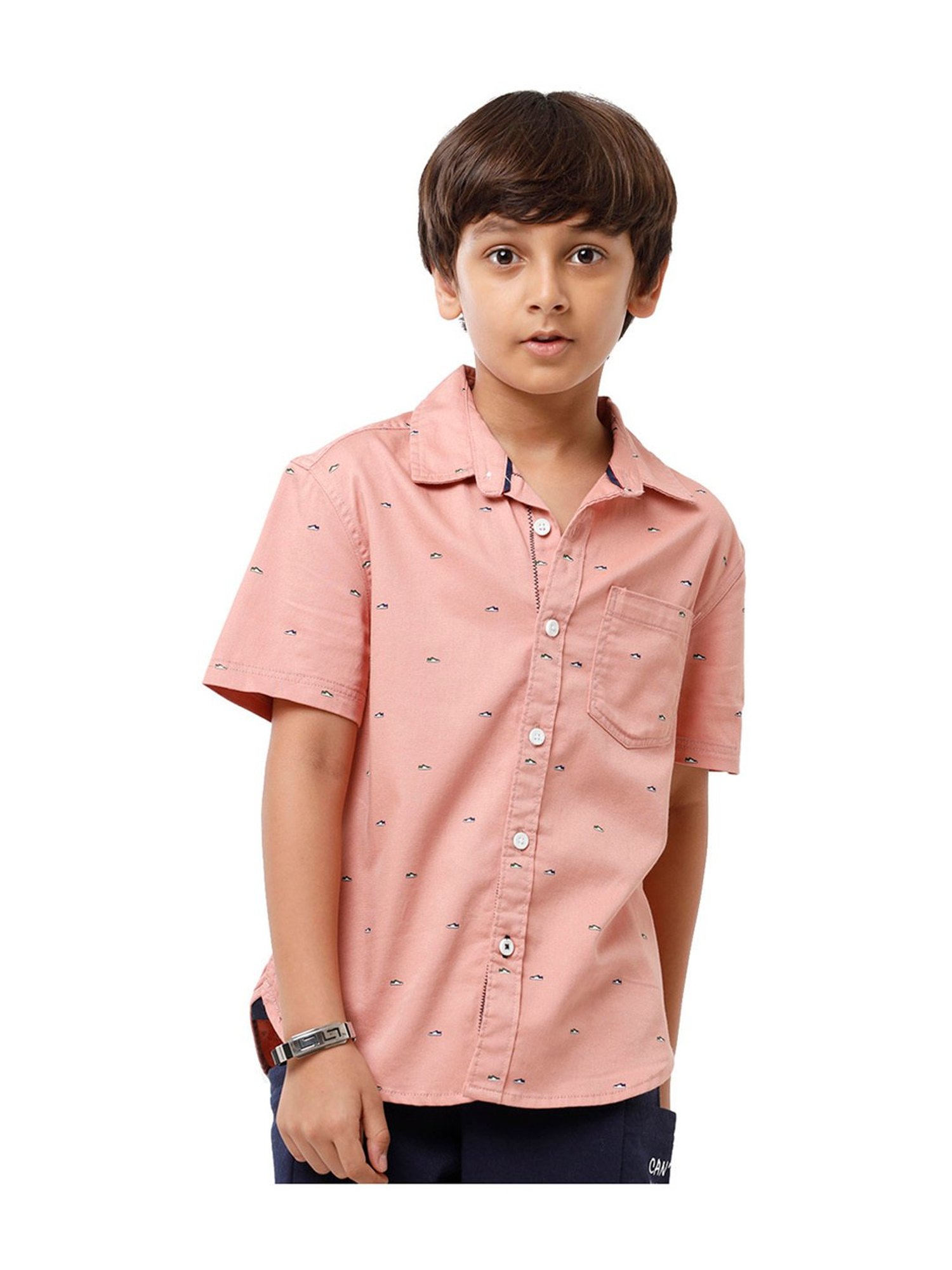 Under Fourteen Only Kids Peach Printed Shirt