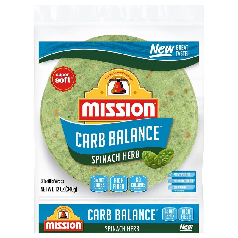 Mission Carb Balance Super Soft Spinach Herb Tortillas - 12oz/8ct