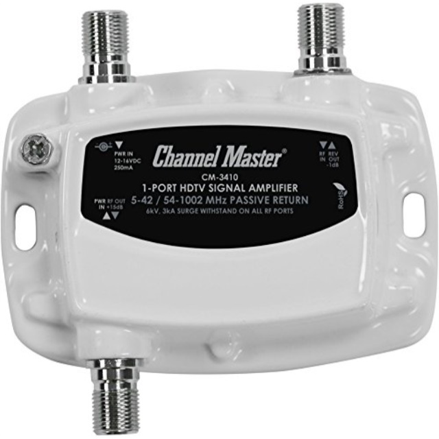 channel master cm3410 1port ultra mini distribution amplifier for cable and antenna signals