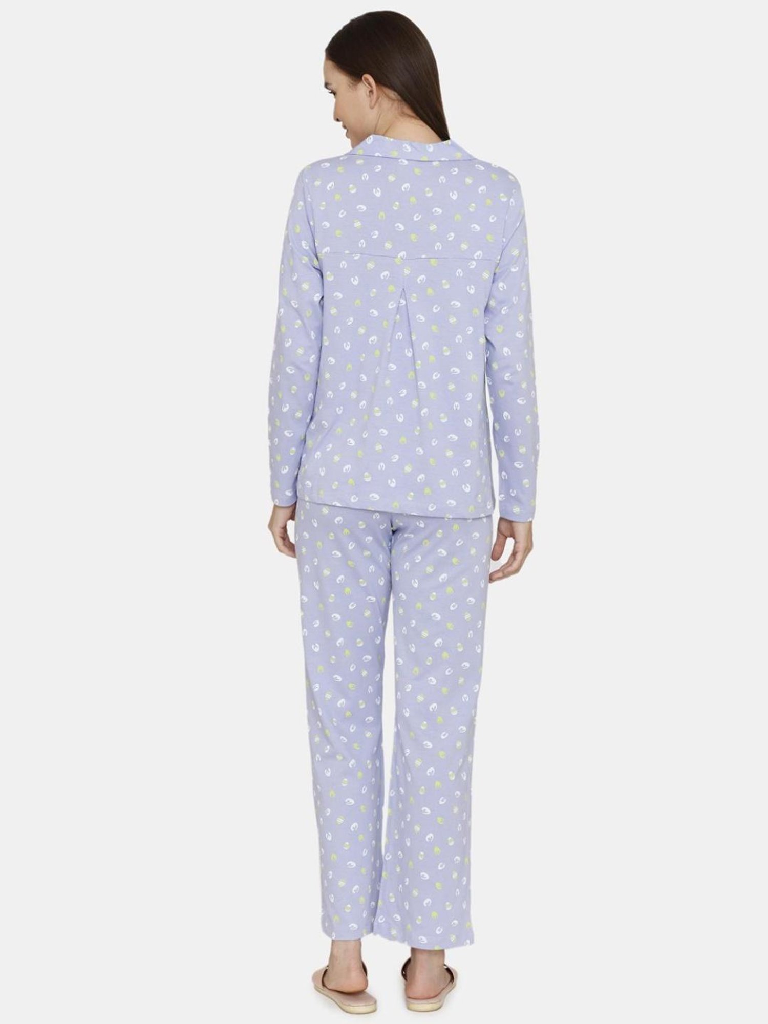 Zivame Lavender Printed Maternity Sleepwear
