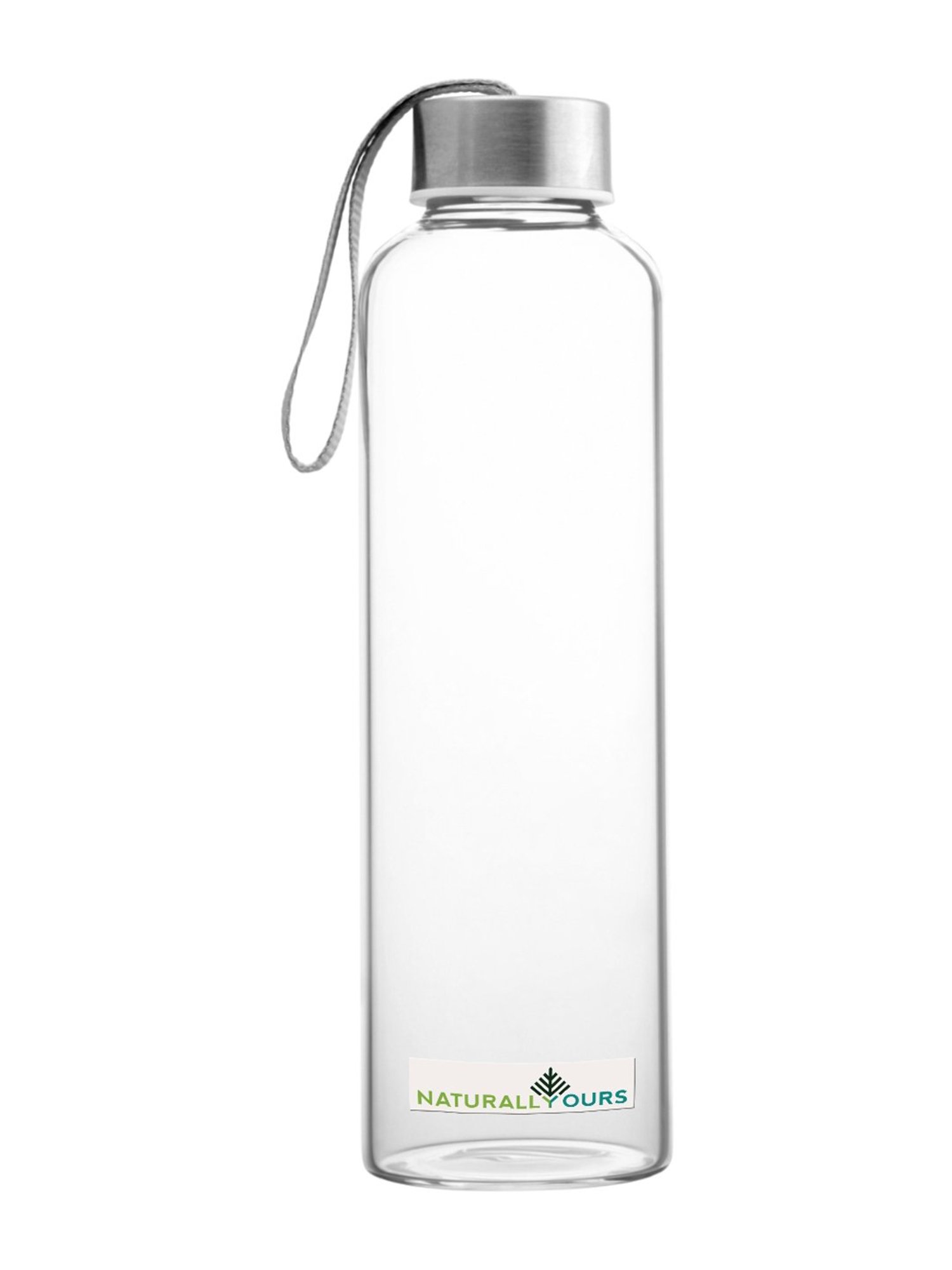 NATURALLYOURS Transparent Borosilicate Glass Water Bottle (500 ml) - Set of 1