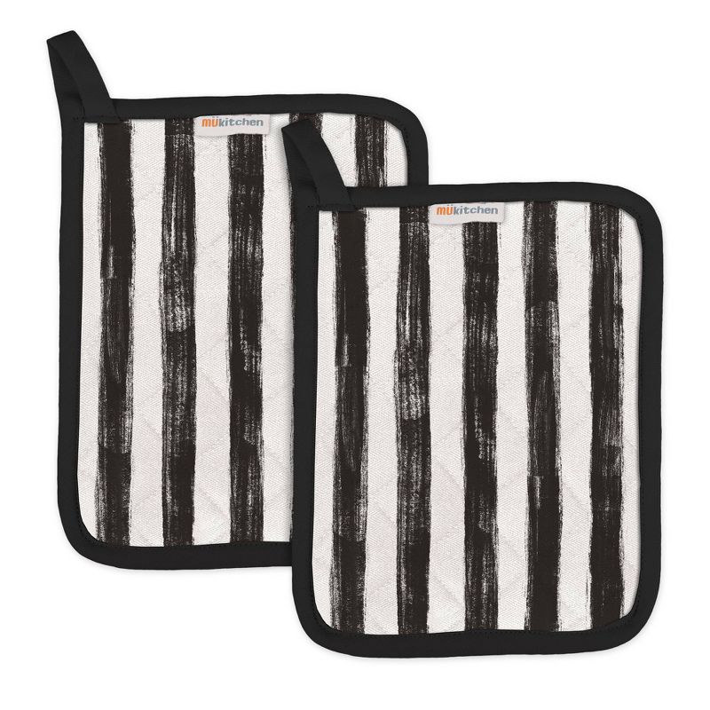 2pk Cotton Buffalo Check Oven Mitt Set Black - Design Imports