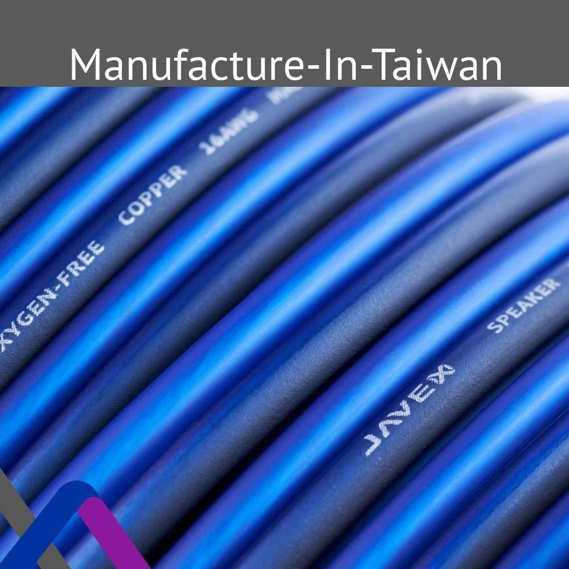 14-Gauge AWG JAVEX Speaker Wire OFC Oxygen-Free Copper 99.9% Cable for Hi-Fi Systems Mixer Amplifiers AV receivers Speaker for Projectors and Car Audio System 250 FT Blue/Black