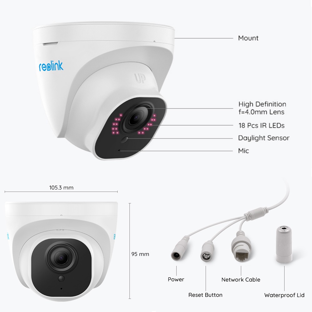 Reolink 5MP PoE Security System Bundle, 2 Bullet 4 Dome Person/Vehicle Detection PoE IP Outdoor Cameras and 8CH 4K NVR with 2TB HDD for Continuous Recording Waterproof Night Vision, RLK8-510B2D4-A