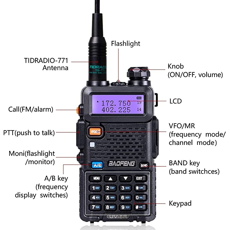 Radio UV5R Dual Band Ham Radio 6 Pack + 1 TIDRADIO Driver Free Programming Cable + 6 TD771 Antennas and Radio Mics + 12 1800mAh Batteries  Walkie Talkie