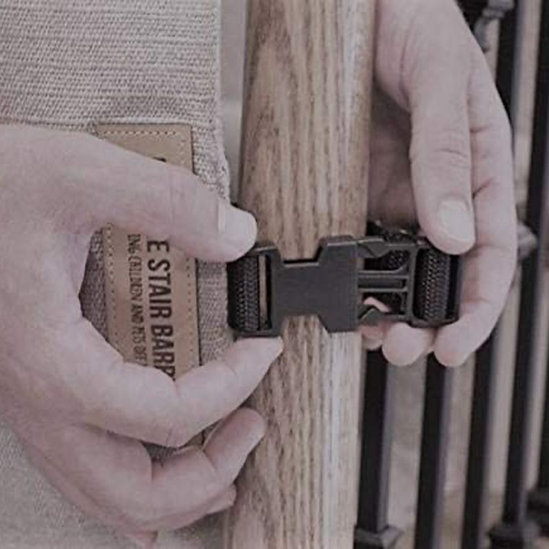 The Stair Barrier Portable Travel Wide Banister to Banister Retractable Fabric Baby and Pet Safety Gate, 42 to 52 Inch, Indoor/Outdoor Gray