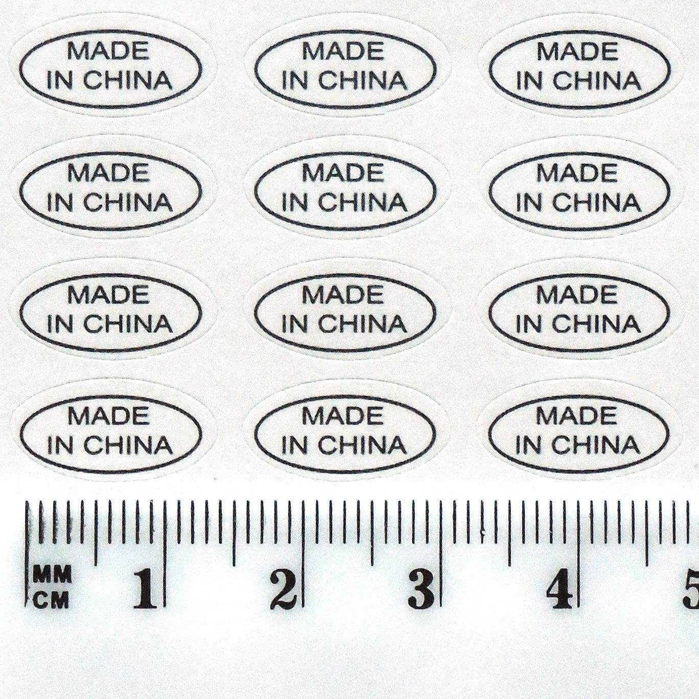 1,000+ Made in China Stickers Glossy White Oval Improved Version Deep Kiss Cut Perfect Oval Edge Self Adhesive Labels by First-Rate Gifts. Show Country of Origin on China Imported Products