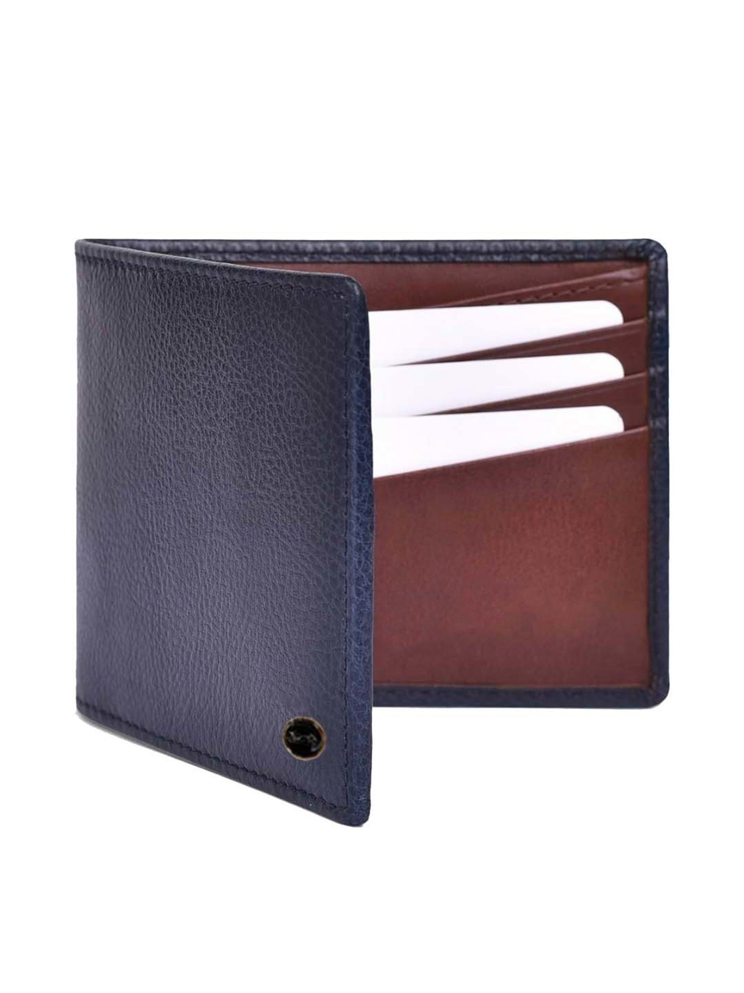BELWABA Navy Casual Leather Bi-Fold Wallet for Men