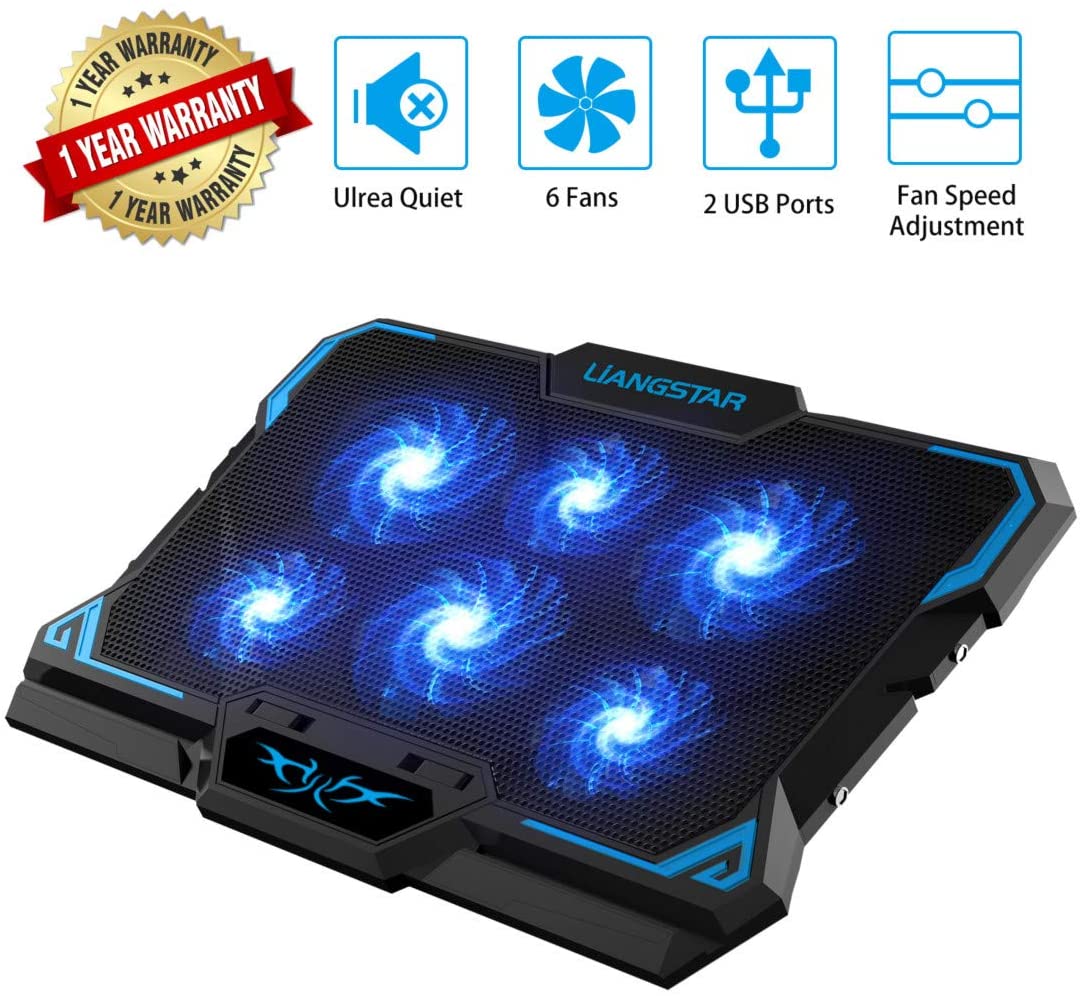 High Performance Game Laptop Cooling Pad, Laptop Cooler with 6 Quiet Led Fans for 15.6-17 Inch Laptop Cooling Fan Stand, USB Powered Gaming Laptop Cooling Pad, Switch Control Fan Speed Function