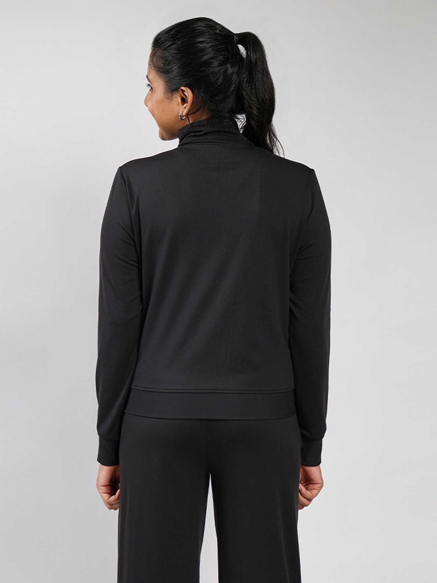BlissClub Women Black On The Go Track Jacket With Two-Way Zipper