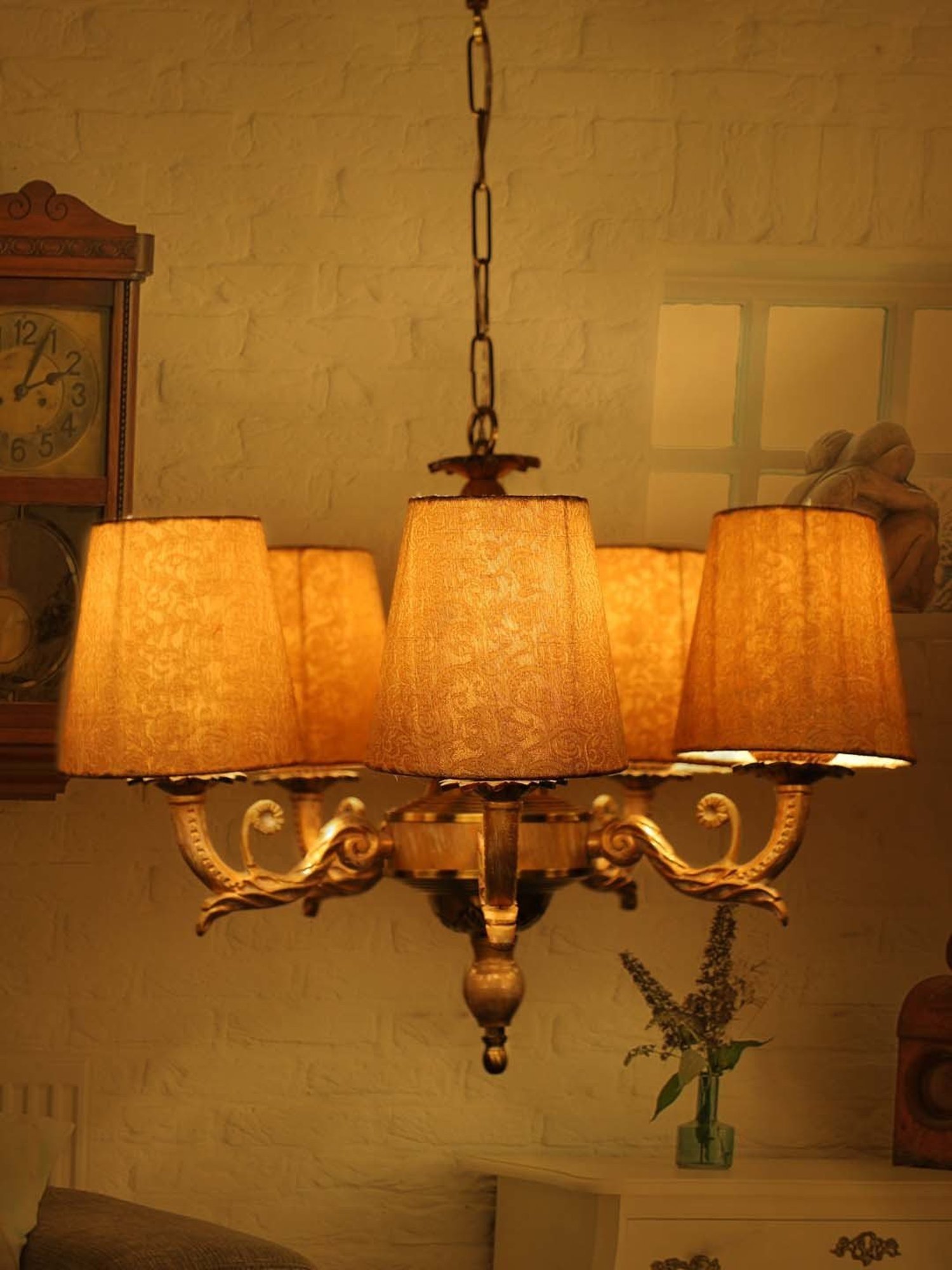 Fos Lighting Antique Brass Finish Allure 5 Light Chandelier - Set of 1