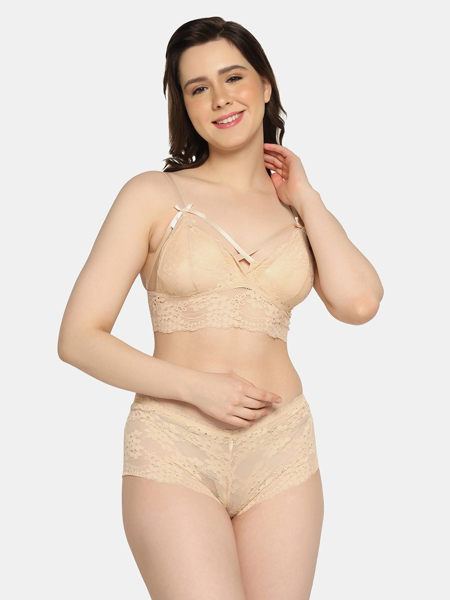 Da Intimo Beige Lace Bra & Panty Set