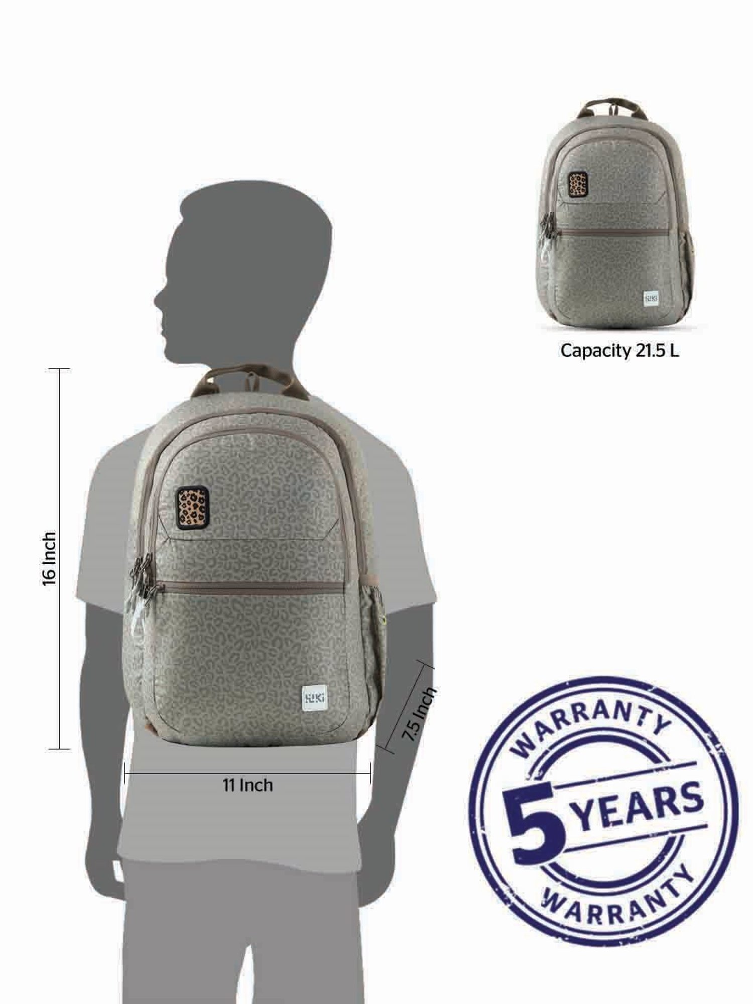 Wiki Back to School 1 Beige Polyester Printed Backpack - 22 Ltrs