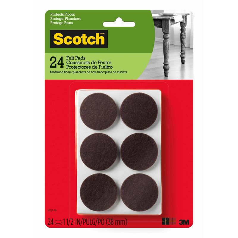 Scotch 1.5" 24pk Felt Pads Brown