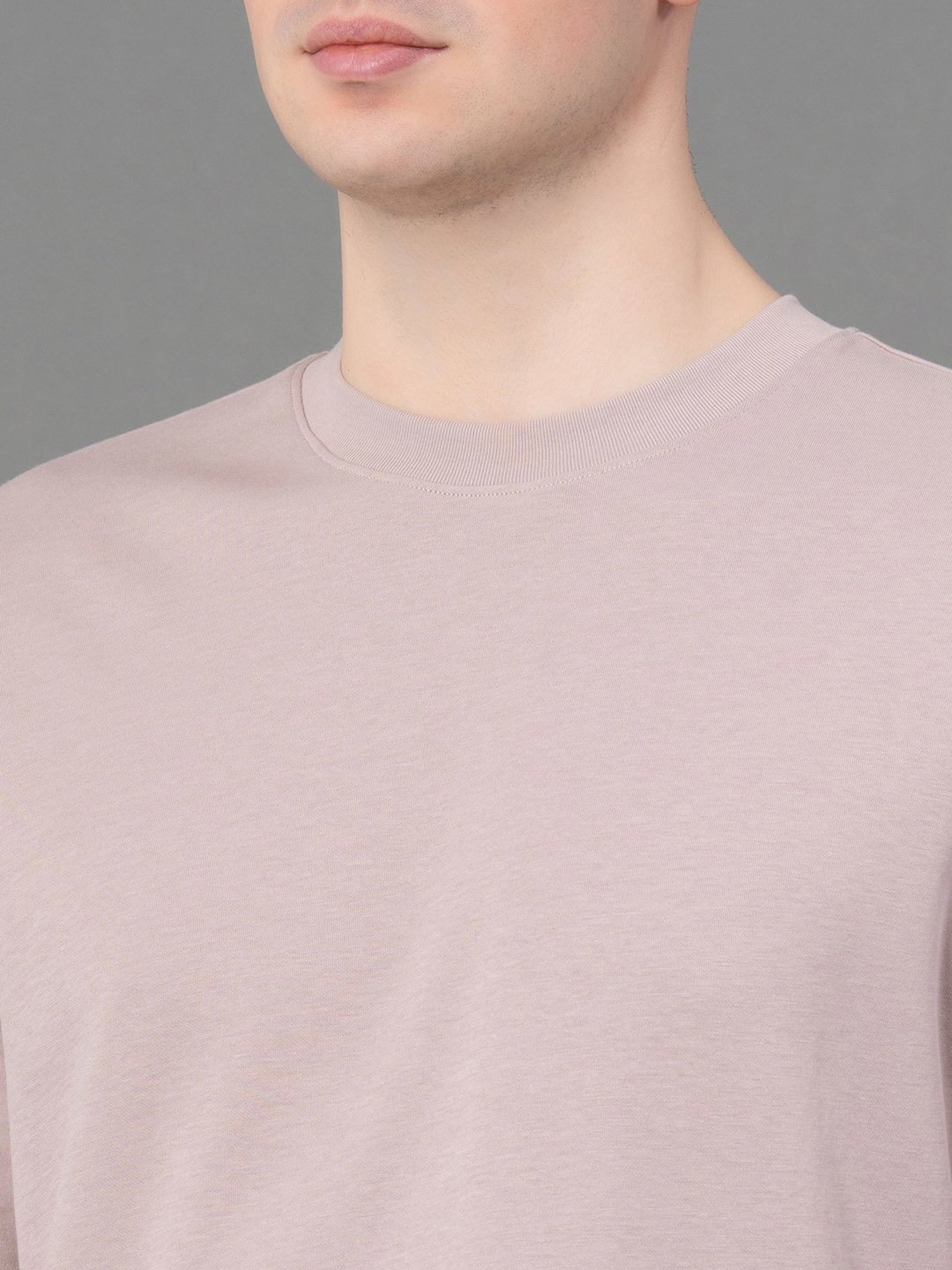 Red Tape Pale Pink Loose Fit Oversized Crew T-Shirt