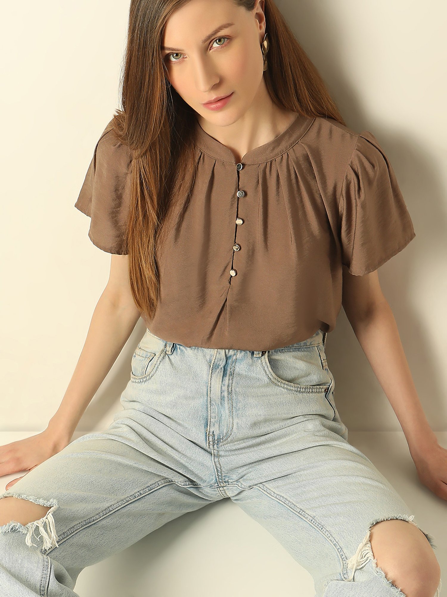 Vero Moda Brown Regular Fit Top