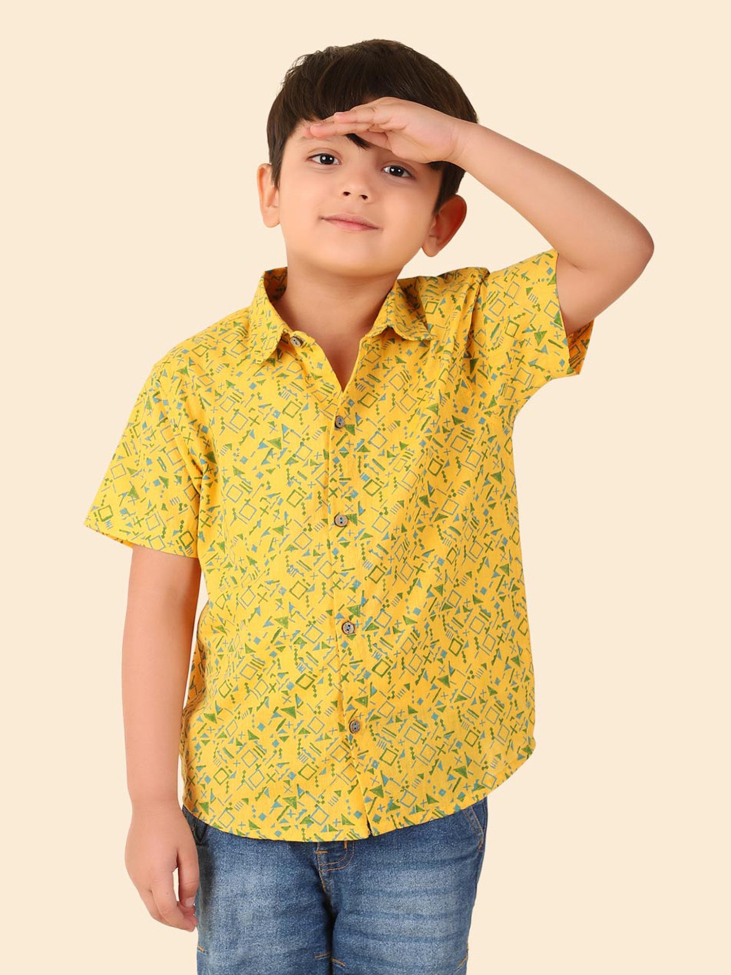 Mothercare Kids Blue Cotton Self Pattern Full Sleeves Shirt