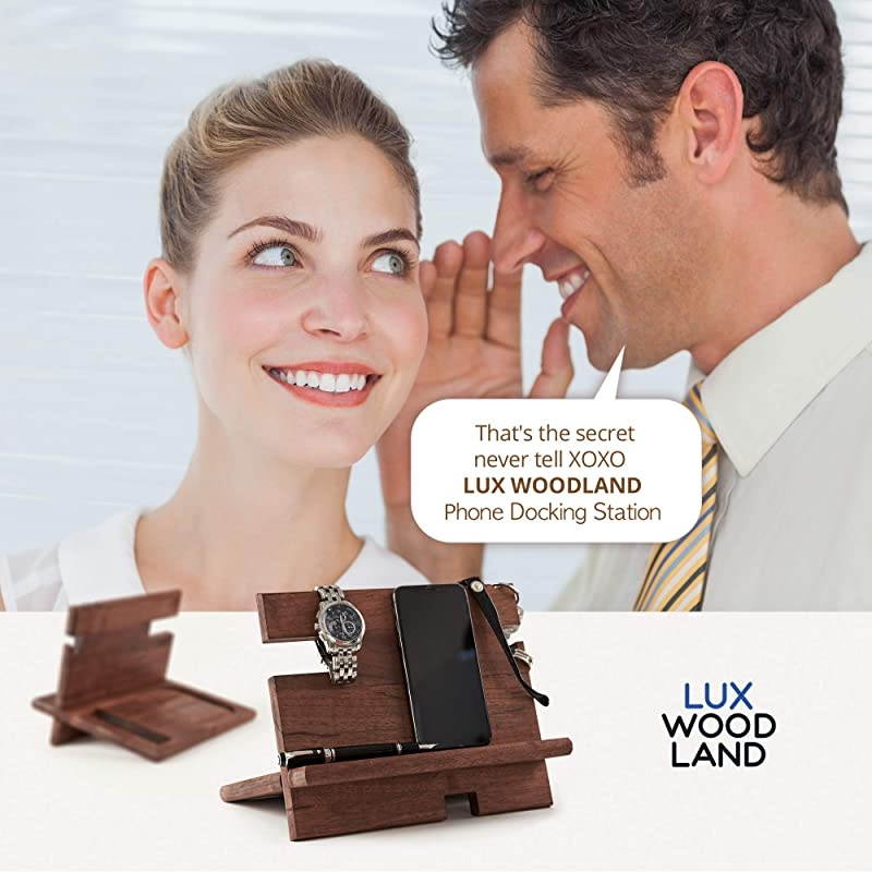 Phone Charging Station for Men ?and? Nightstand Organizer Dock - ?for All iPhone, Android Devices - en Bedside Stand