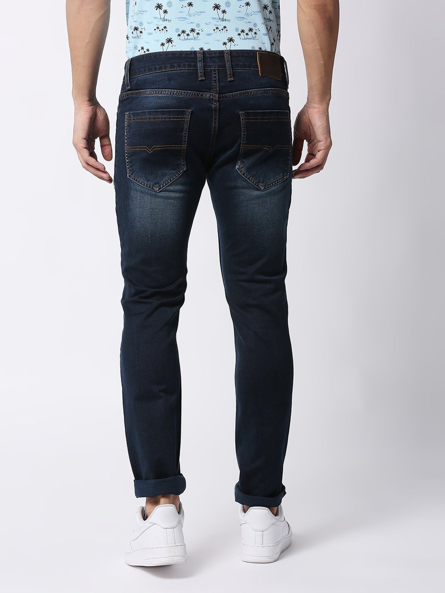 Dragon Hill Dark Blue Slim Fit Lightly Washed Jeans