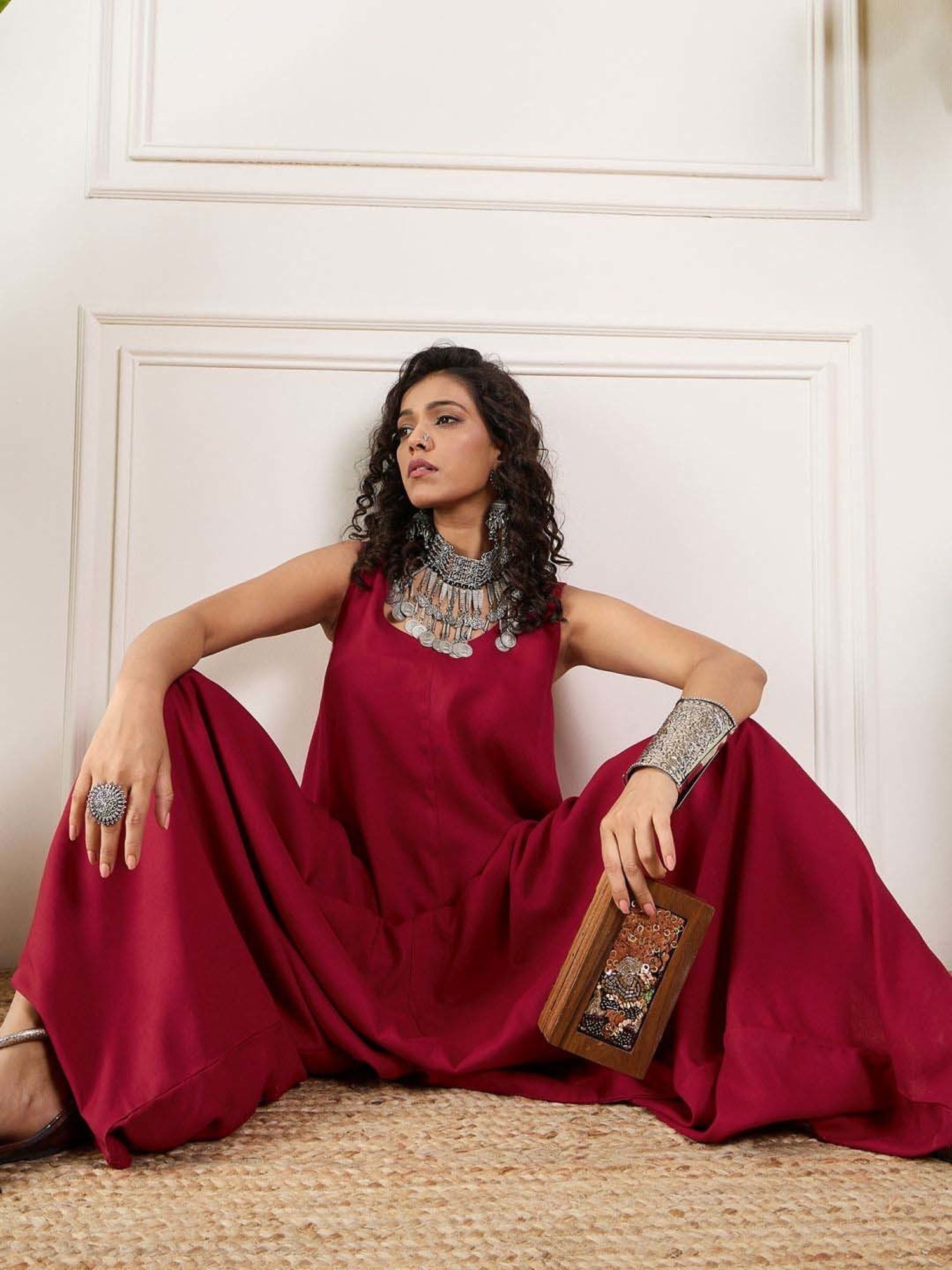 Inweave Maroon Regular Fit Jumpsuit