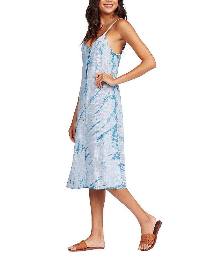 Roxy Wild Ties Tie Dye Button-Front Dress