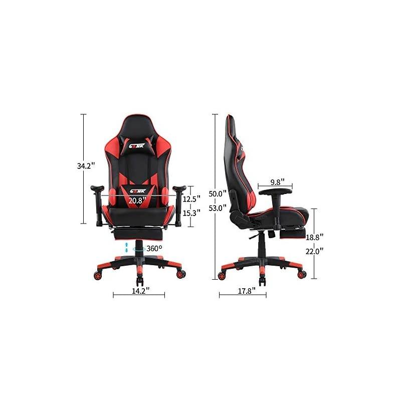 Gaming Chairs High Back Computer Chair of Professional Racing Style Comfortable Gamer Chair with Footrest and Massage Backrest and Lumbar Pillows (Red)
