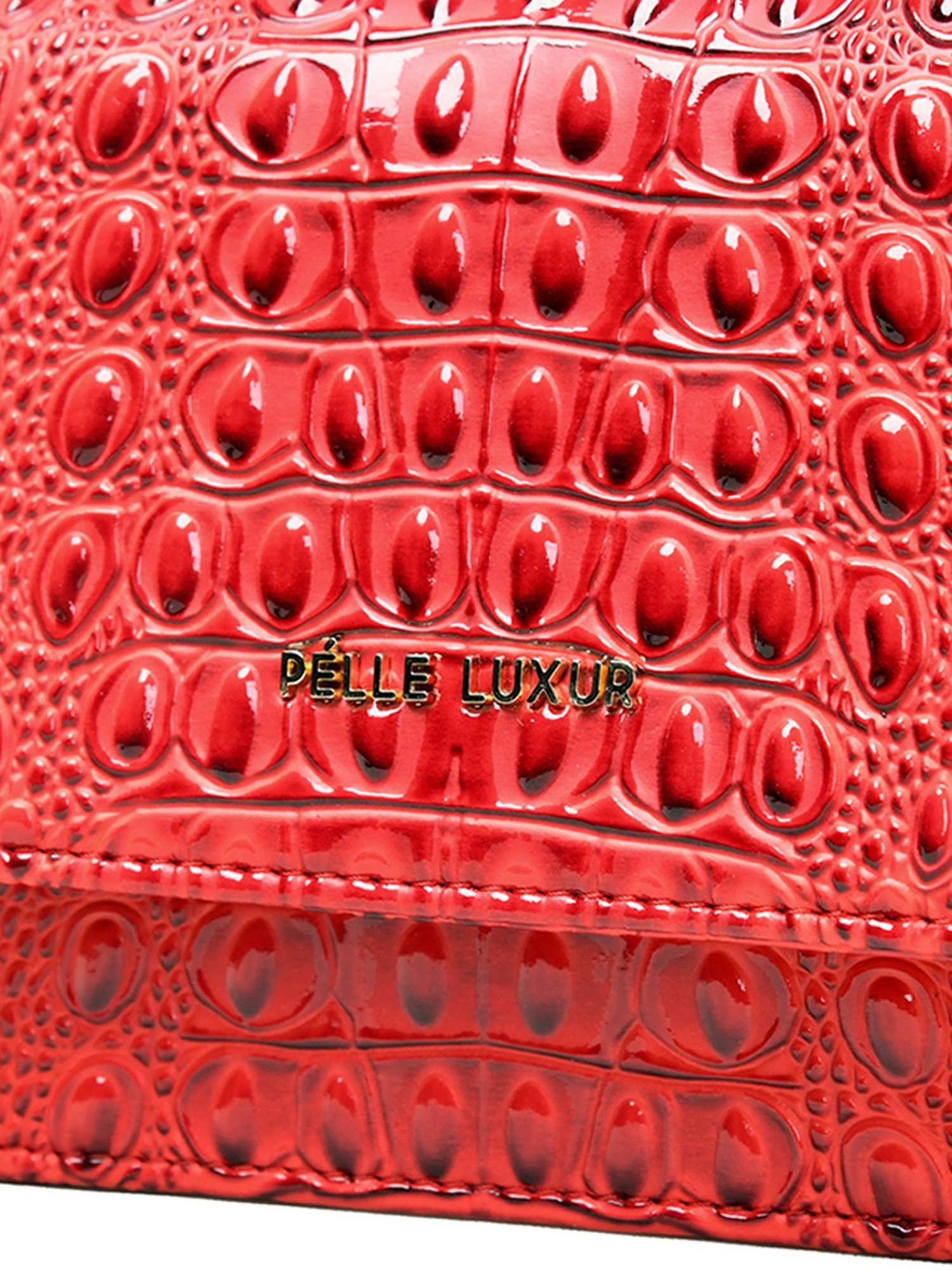 PELLE LUXUR Red Animal Effect Small Shoulder Bag