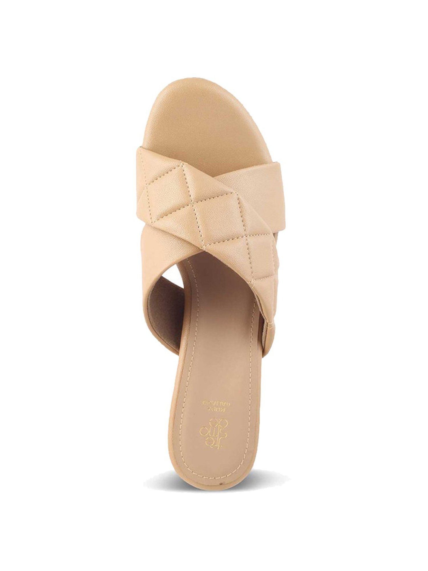 Tresmode Women's Beige Cross Strap Sandals