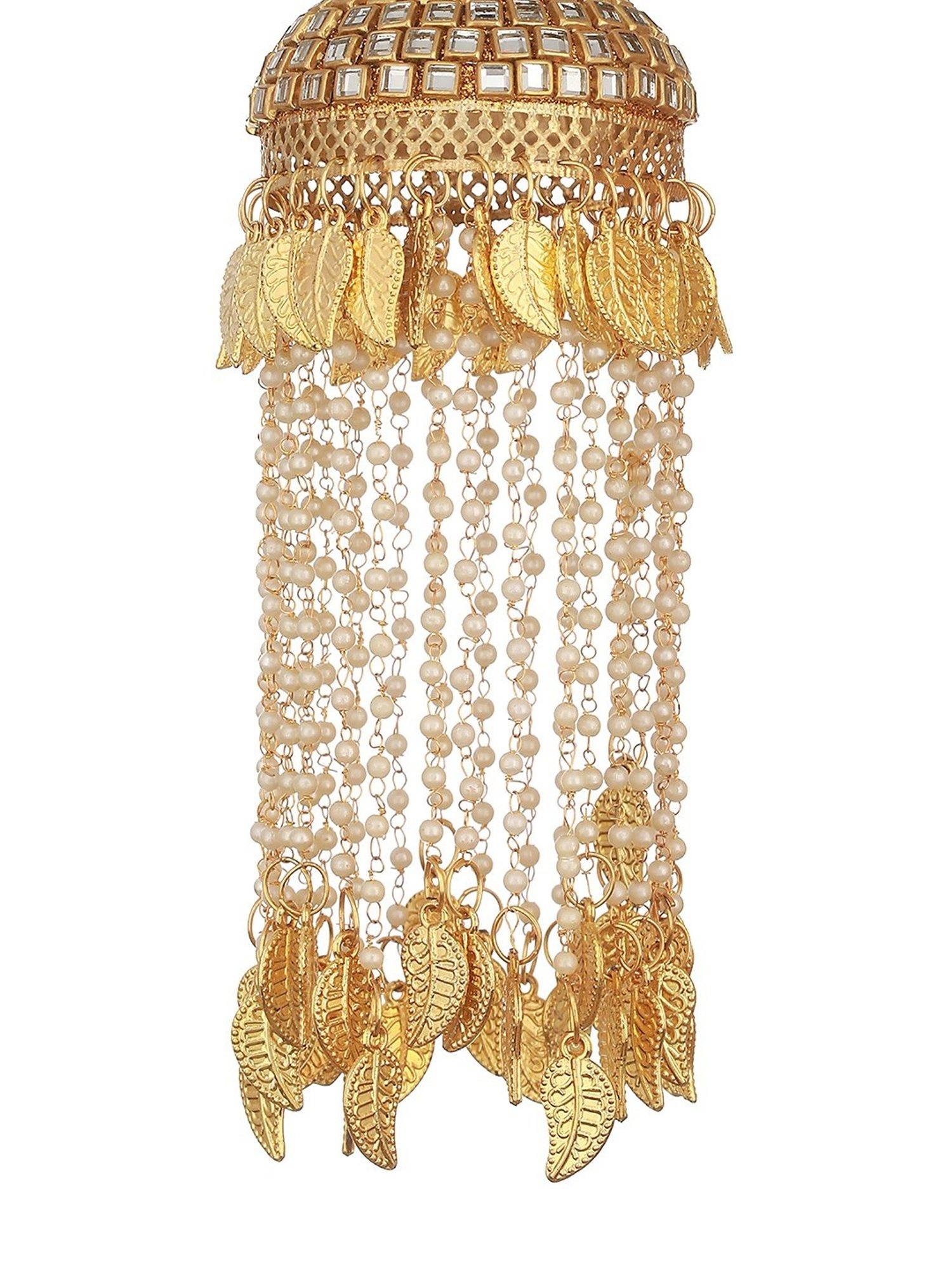 Aatmana Stone Studded & Pearl Beaded Bridal White Kaleera Bangle for Women (Set of 2) - One Size