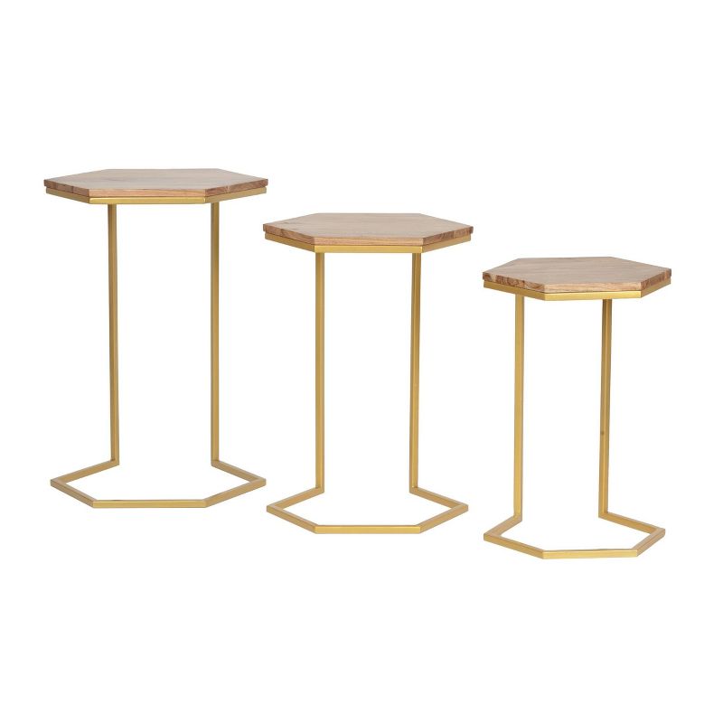 Set of 3 Glam Mirrored Accent Tables Gold - Olivia & May