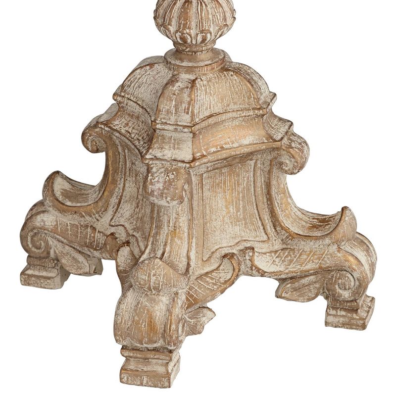 Barnes and Ivy Traditional Floor Lamp Distressed Candlestick Crystal Glass Beading Cream Bell Shade for Living Room Reading