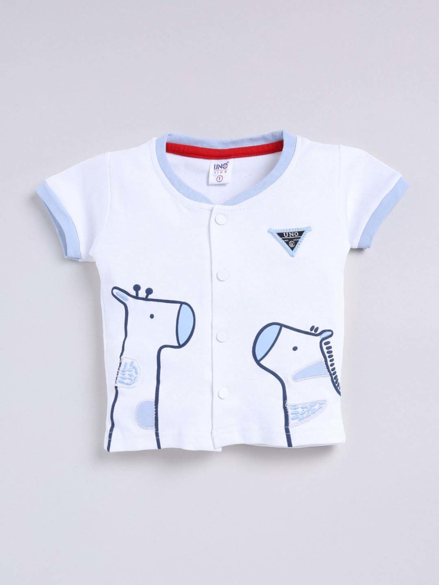 UNO KIDS Boys Blue & White Cotton Printed Top & Short sets