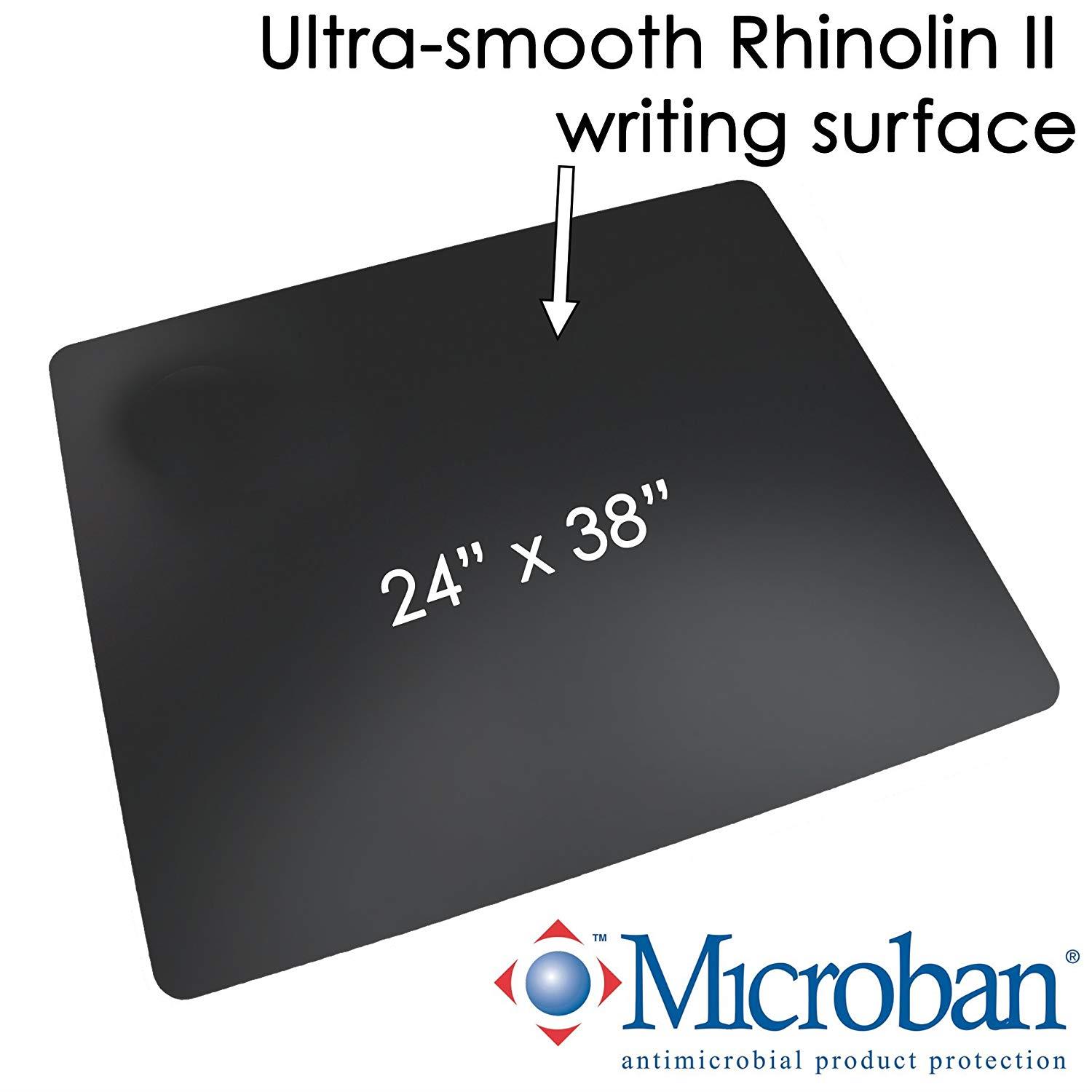Artistic 24" x 36" Rhinolin II Ultra-Smooth Writing Pad Desk Mat with Exclusive Microban Antimicrobial Protection, Black