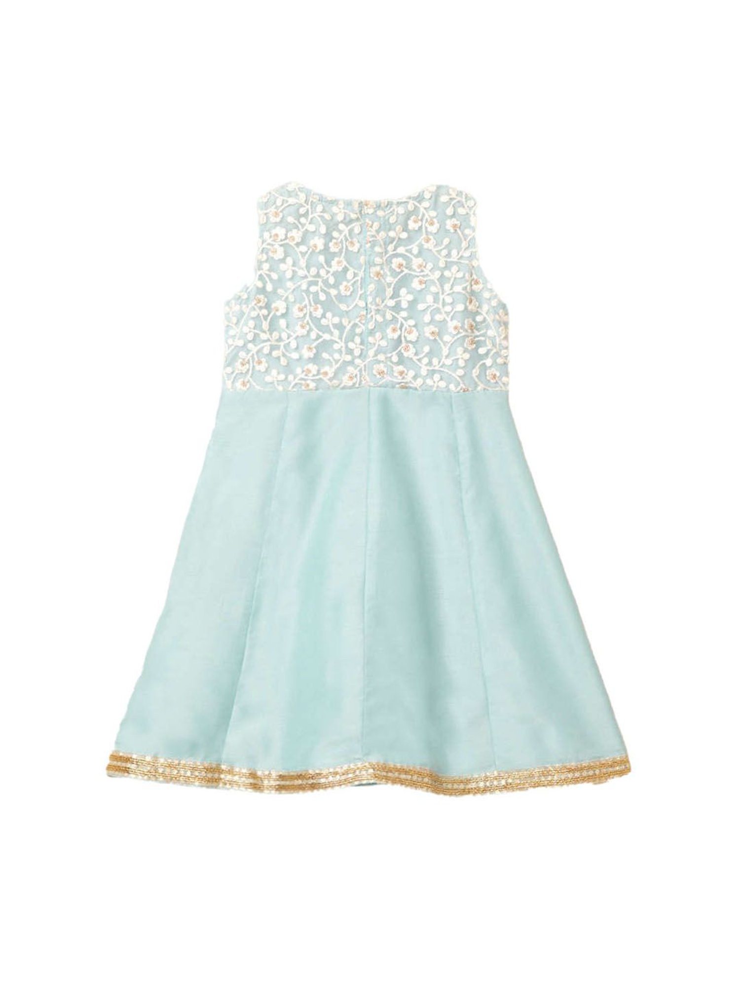 The Magic Wand Kids Blue Embroidered Dress