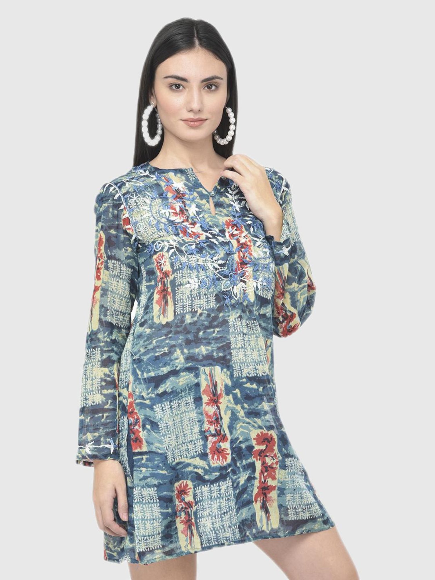 Aditi Wasan Blue Embroidered Kurti