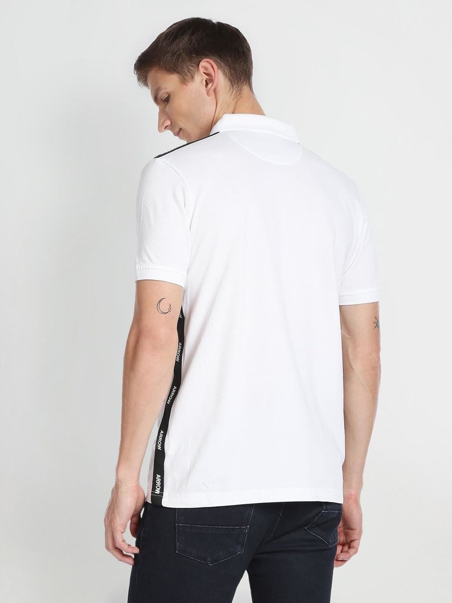 Arrow Sport White Cotton Regular Fit Polo T-Shirt