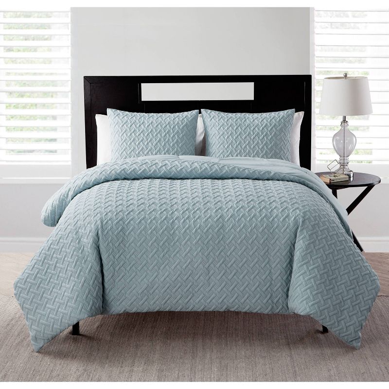 Twin XL Nia Embossed Comforter Set Blue - VCNY HOME