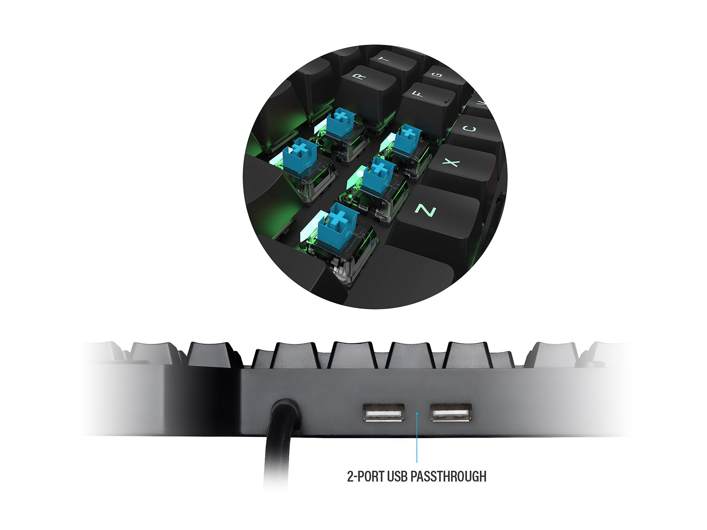 Rosewill Mechanical Gaming Keyboard, 15 RGB Backlit Modes, 2-Port USB Passthrough, Media Keys and Multifunctional Volume Dial, Blue Switches - NEON K90 RGB