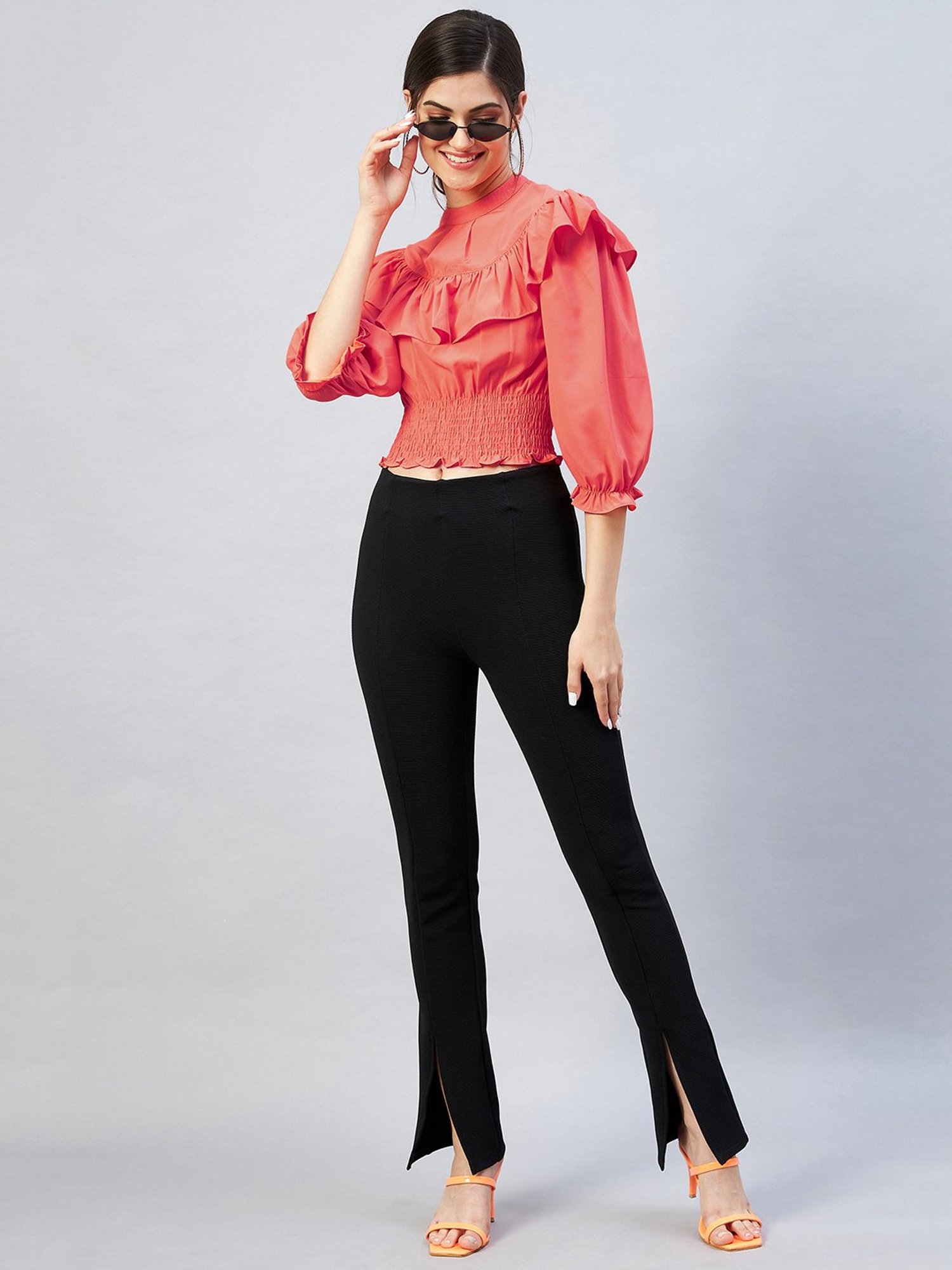 Carlton London Coral Crop Top