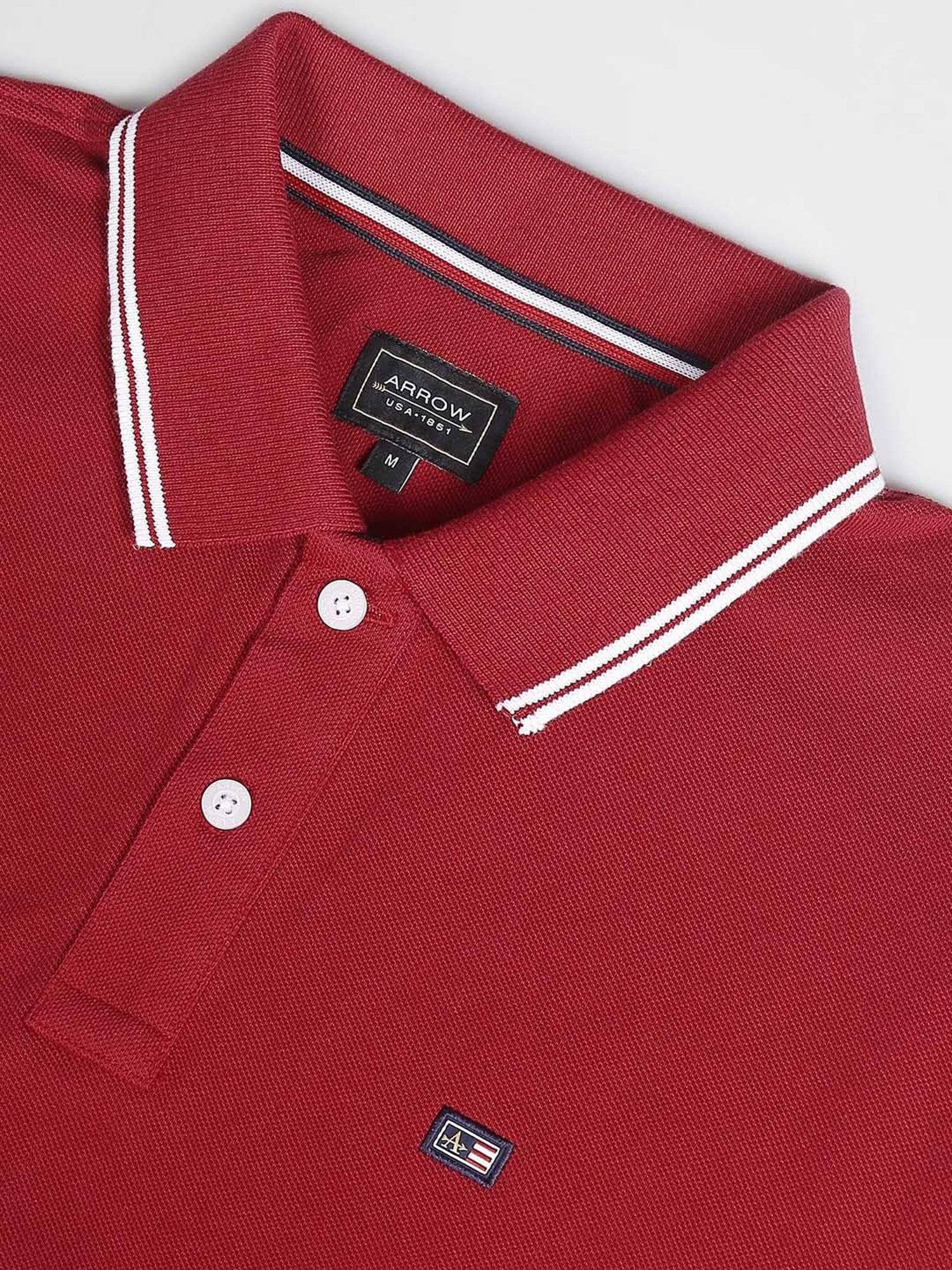 Arrow Sport Red Cotton Regular Fit Polo T-Shirt