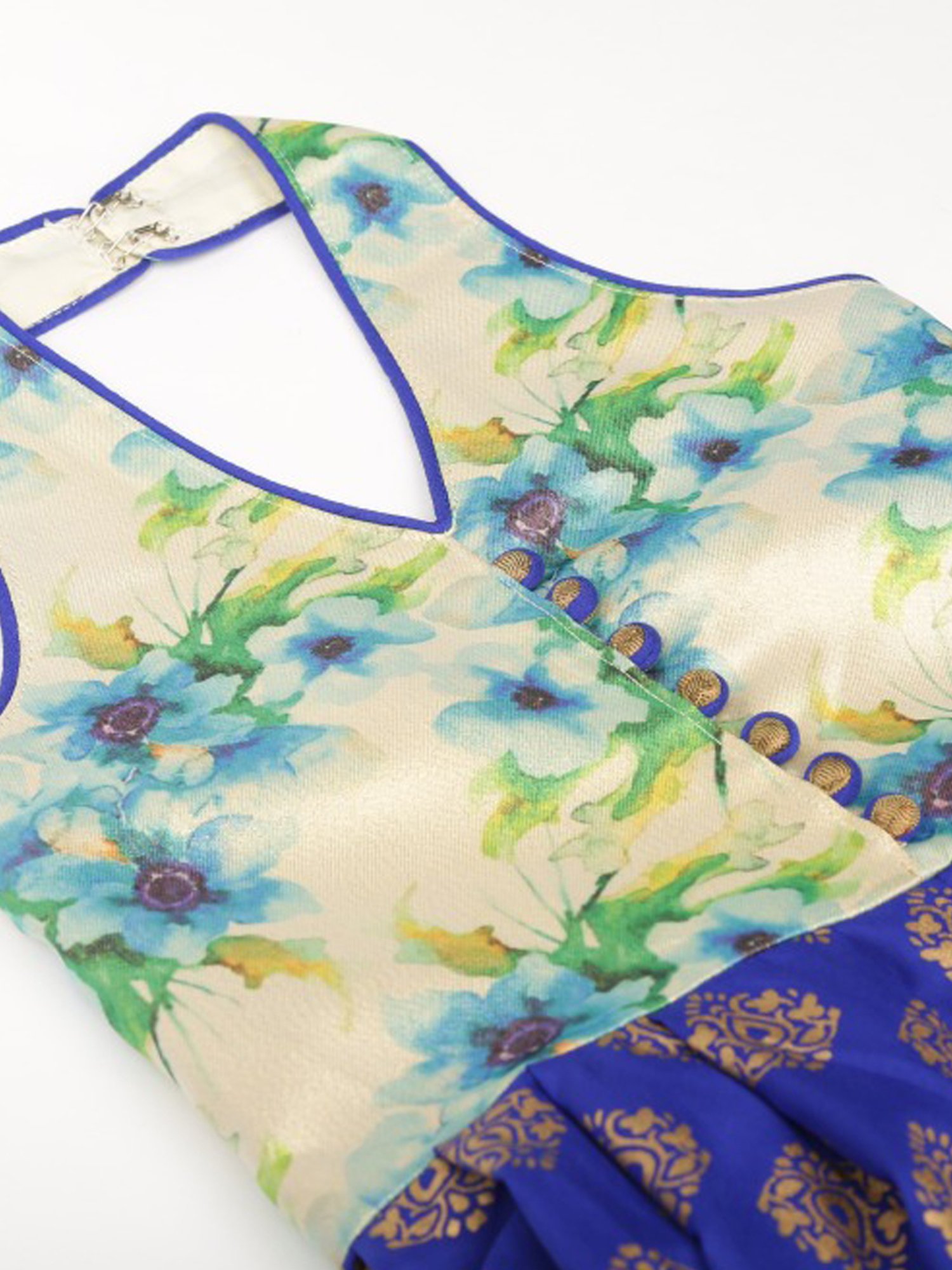 TWISHA Kids Blue & White Floral Print Dhoti Jumpsuit