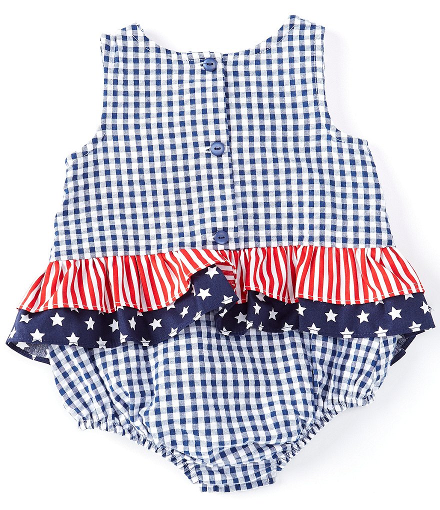 Bonnie Baby Baby Girls Newborn-9 Months Americana Checked Seersucker Bodysuit