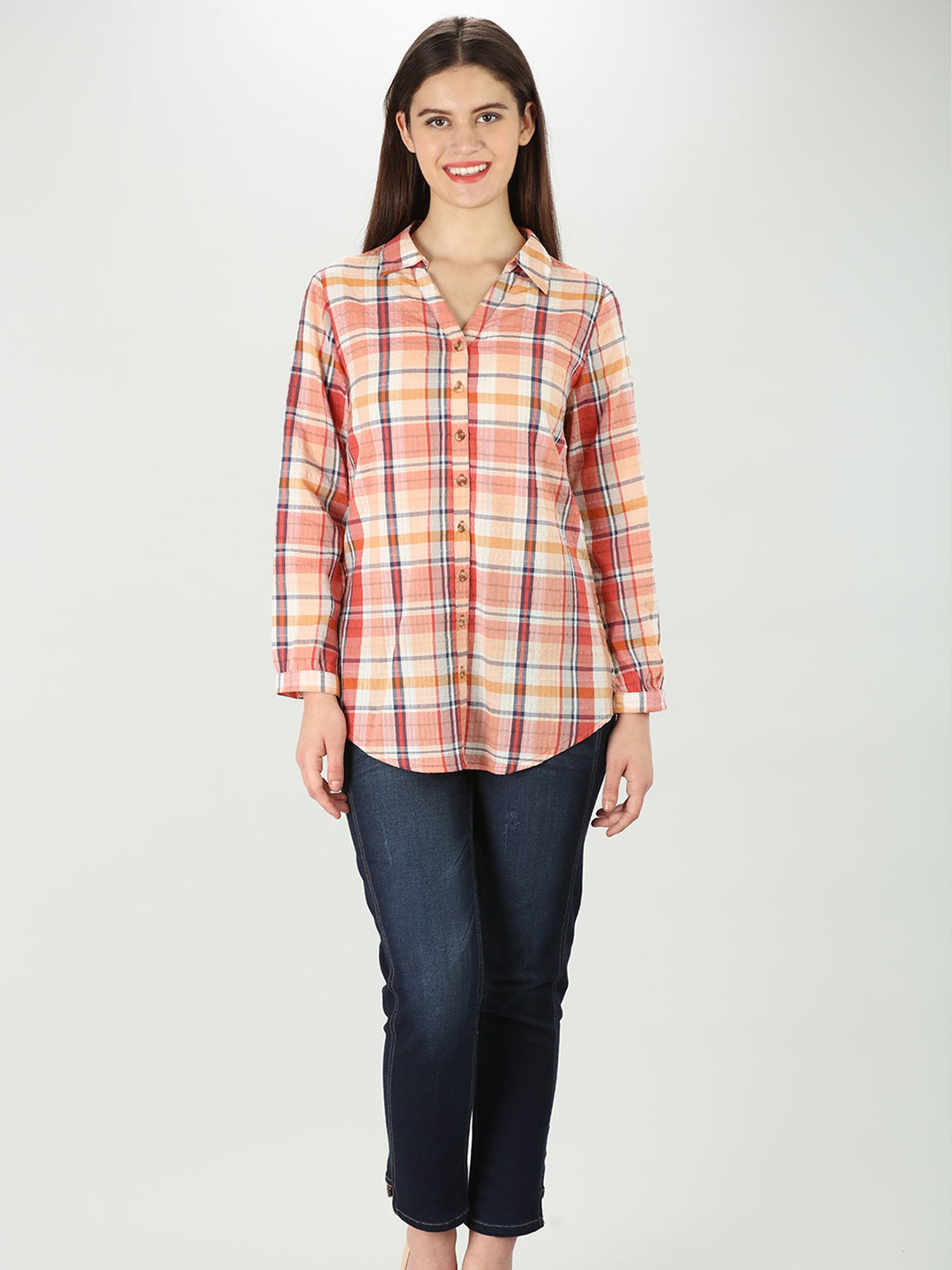 Mustard Multicolor Checks Shirt