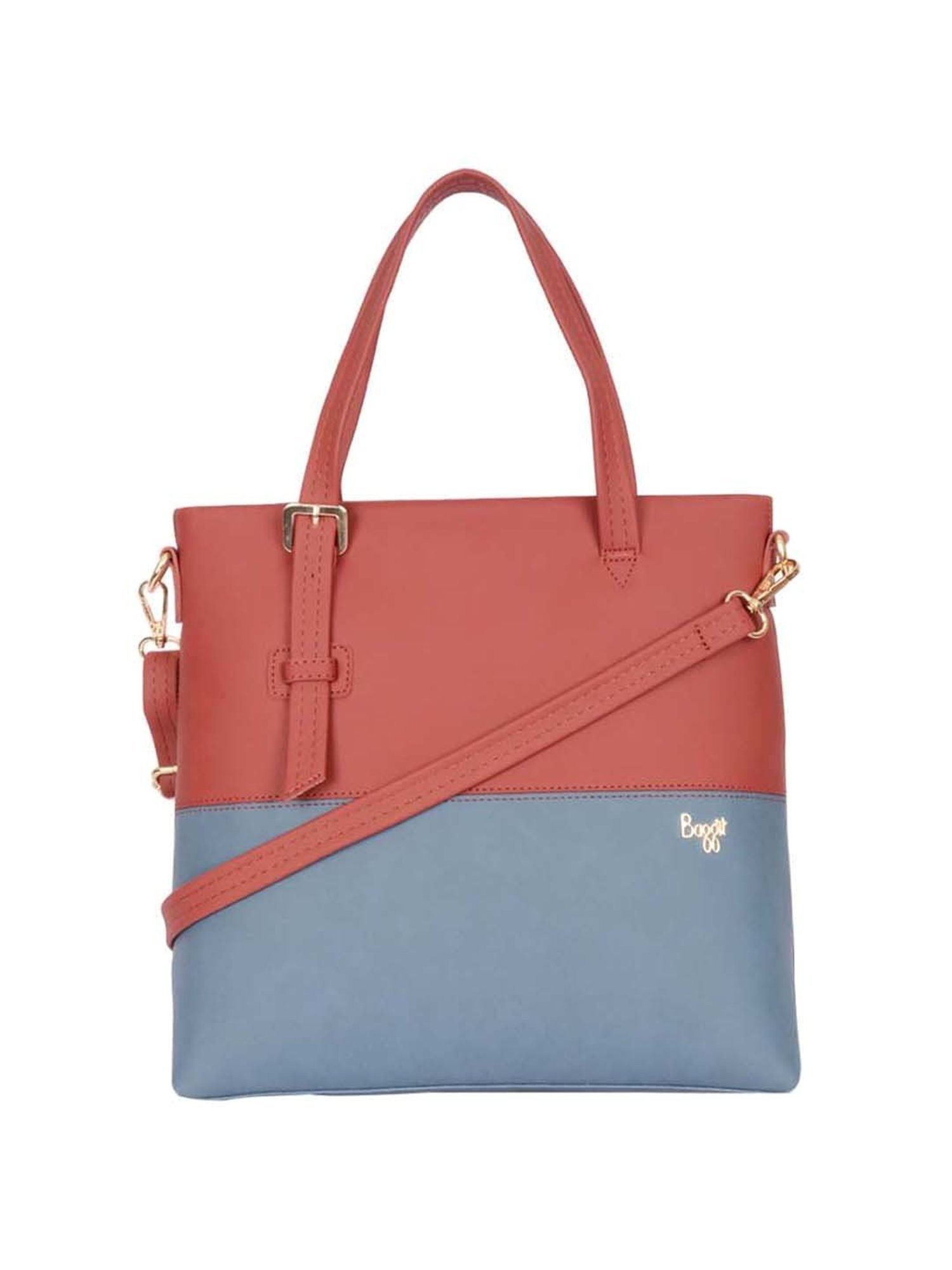Baggit Red Color Block Medium Tote Handbag