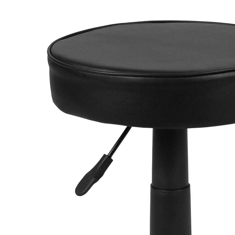 Emma and Oliver Black Adjustable Doctors Stool on Wheels with Ergonomic Molded Seat