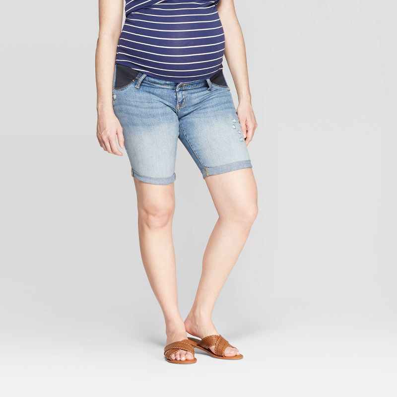 Maternity Side Panel Bermuda Jean Shorts - Isabel Maternity by Ingrid & Isabel™ Light Wash 16