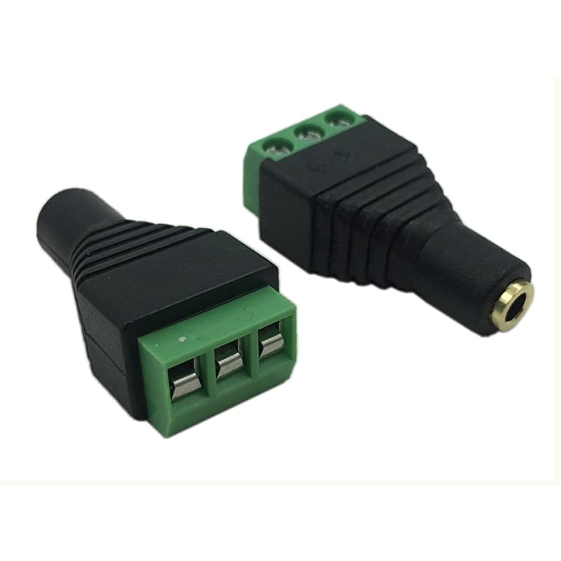 3.5mm Stereo Audio Video Female Jack to 3 Screw Terminal Female Headphone Replacement Solderless Balum Converter Adapter (2-Pack)